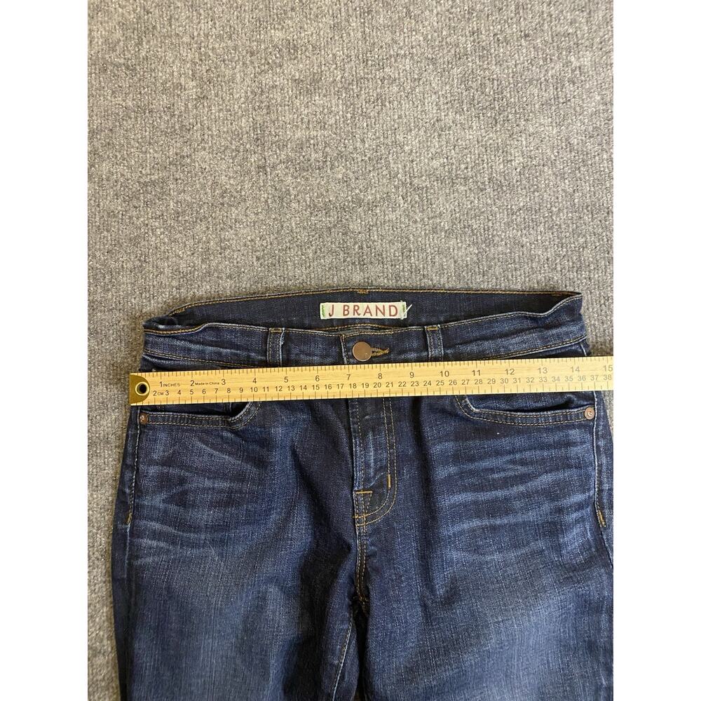 J Brand Women's Bootcut Jeans Dark Blue Denim Stretch Pockets Button Zip - Picture 8 of 9